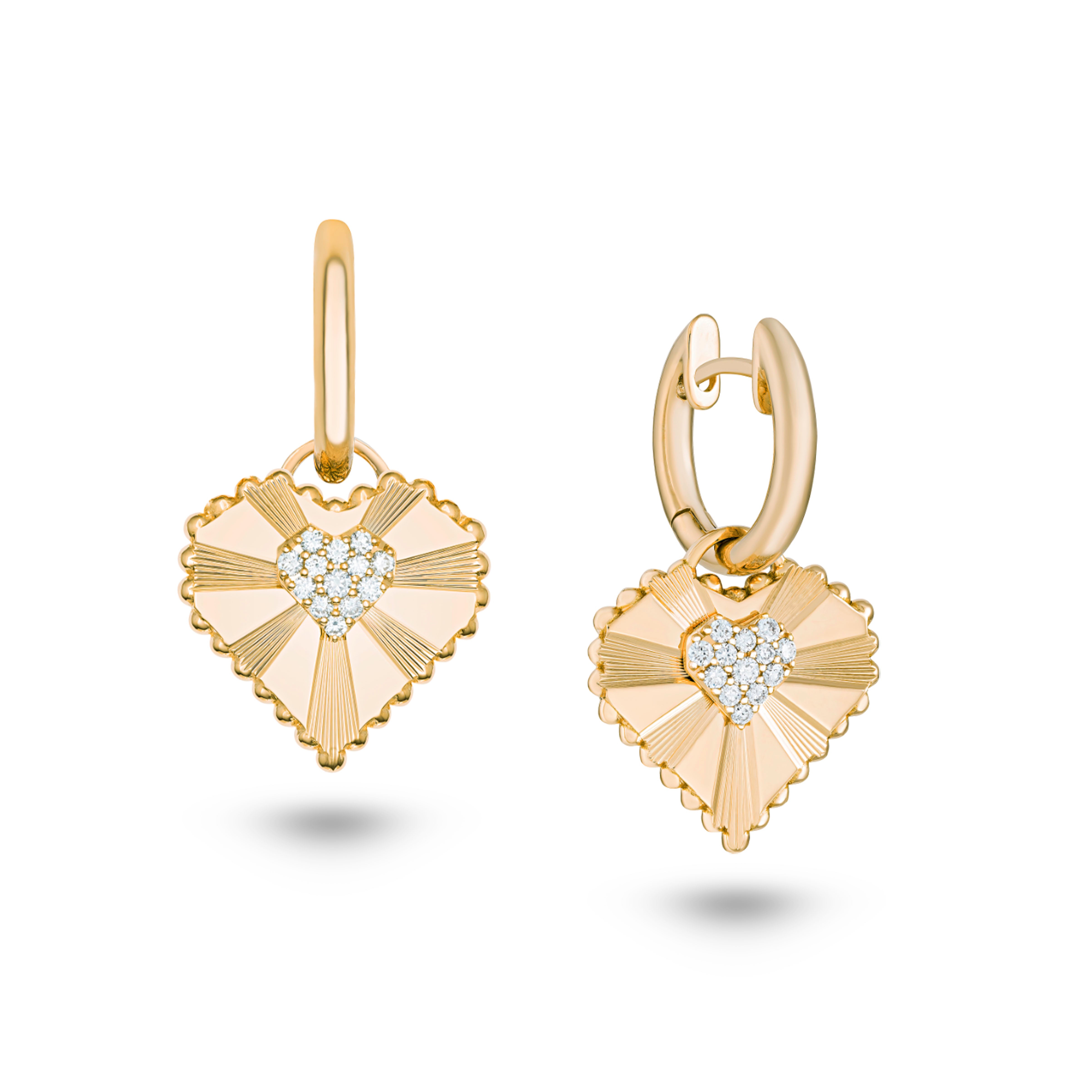 Seven Sister Diamond Earrings with Gold Hoop with Guilloche