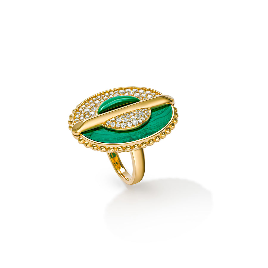 As Above So Below Ring in Malachite and Diamonds