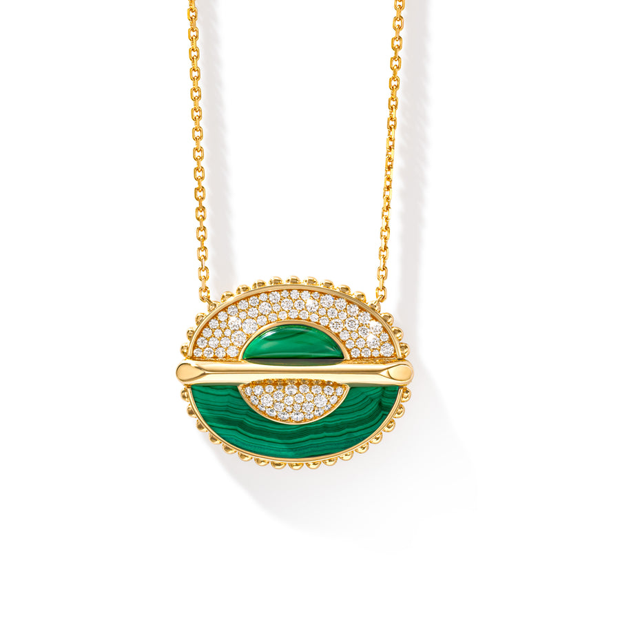 As Above So Below Necklace in Malachite and Diamonds