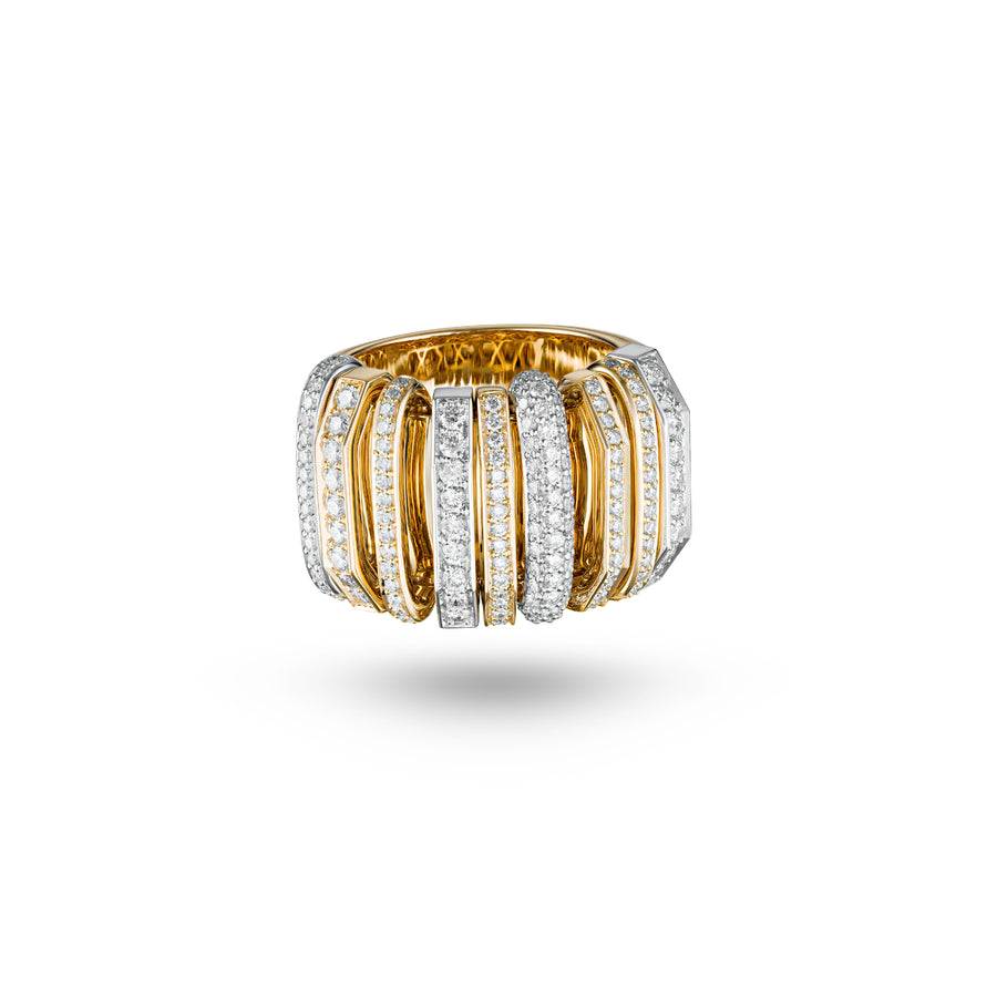 Akasha Ring with Gold Band and Full Diamond Links