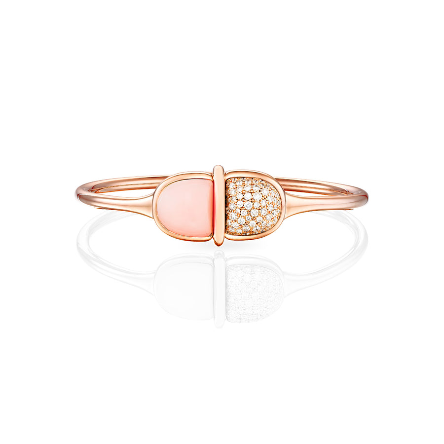 Amrita Round Bangle in Pink Opal and Diamonds