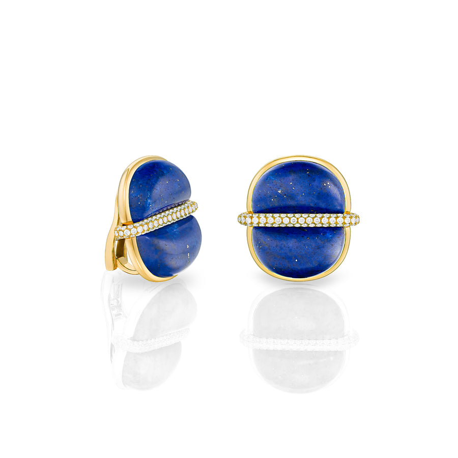 Amrita Round Earrings in Lapiz Lazuli