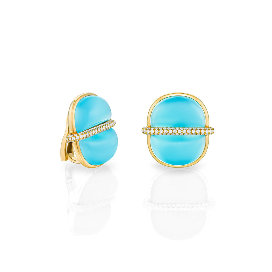 Amrita Round Earrings in Sea Blue Chalcedony