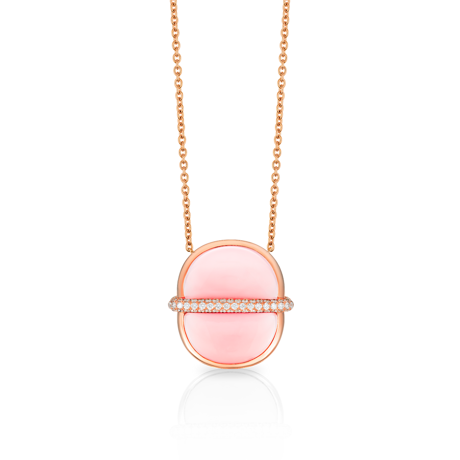 Amrita Round Necklace in Pink Opal