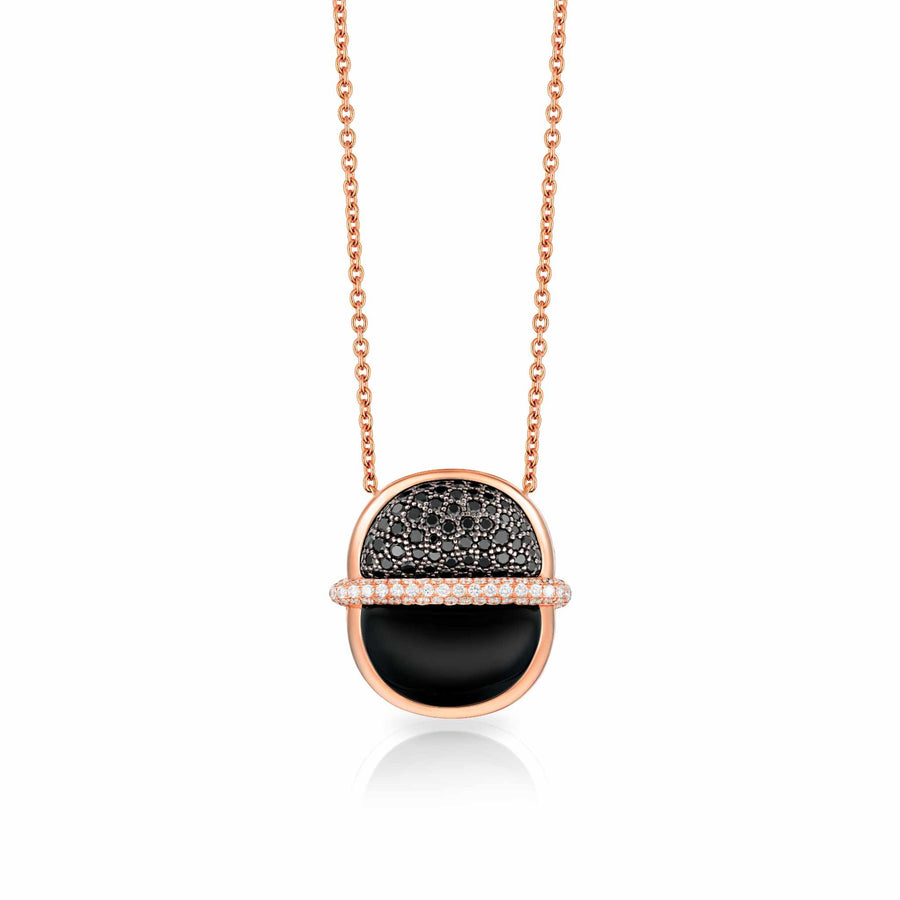 Amrita Round Necklace in Black Onyx and Diamonds