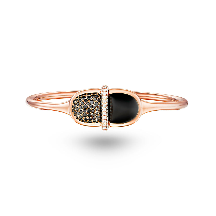 Amrita Round Bangle in Black Onyx and Diamonds