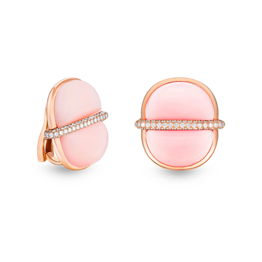 Amrita Round Earrings in Pink Opal