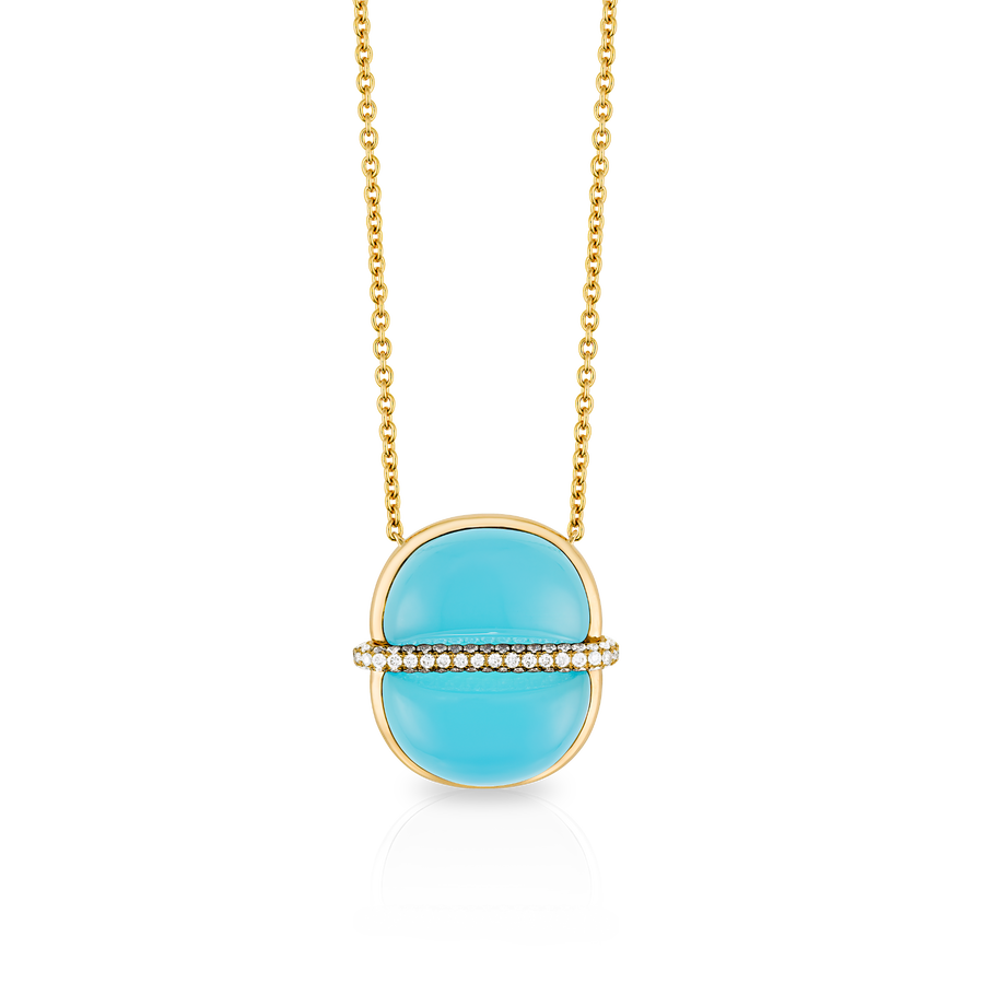 Amrita Round Necklace in Sea Blue Chalcedony
