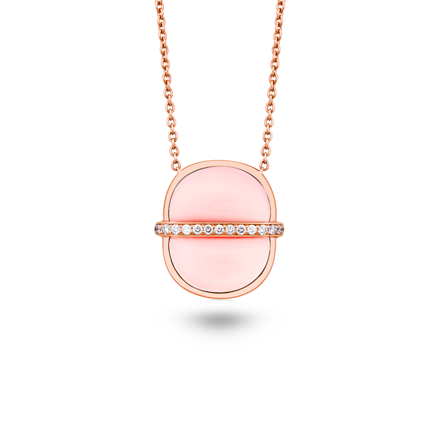 Amrita Small Round Necklace in Pink Opal