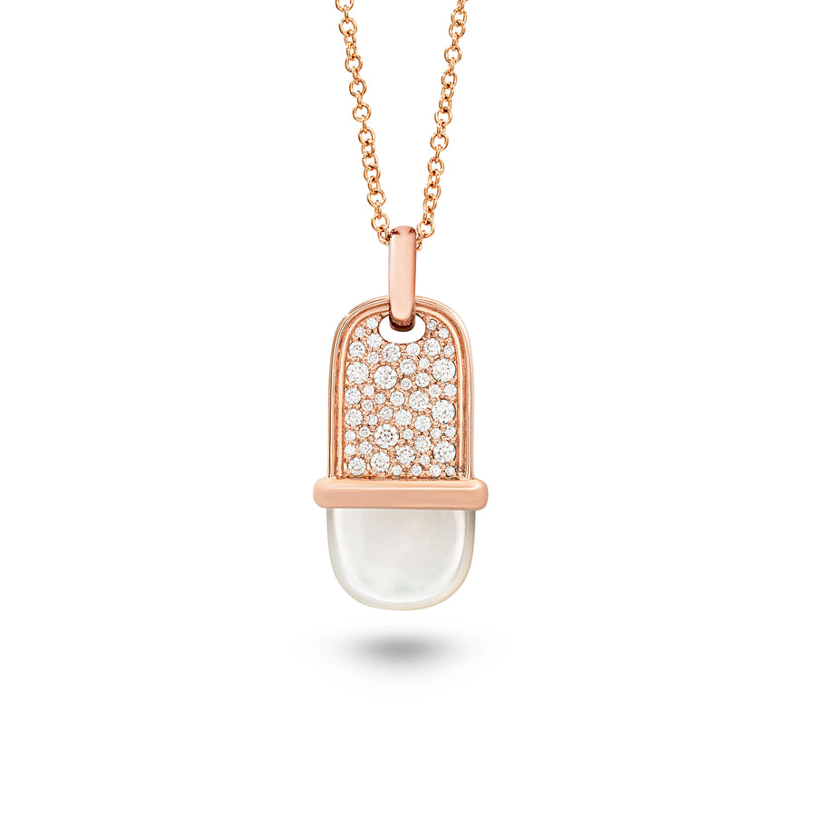 Amrita Small Tag Necklace in Mother of Pearl and Diamonds