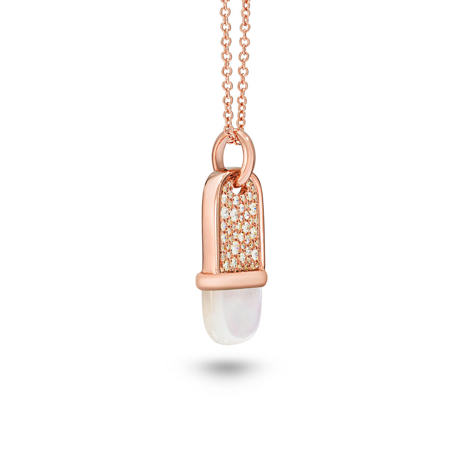 Amrita Small Tag Necklace in Mother of Pearl and Diamonds