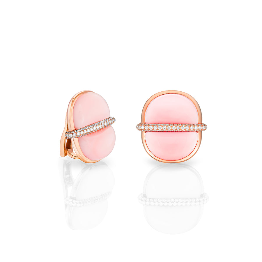 Amrita Round Earrings in Pink Opal