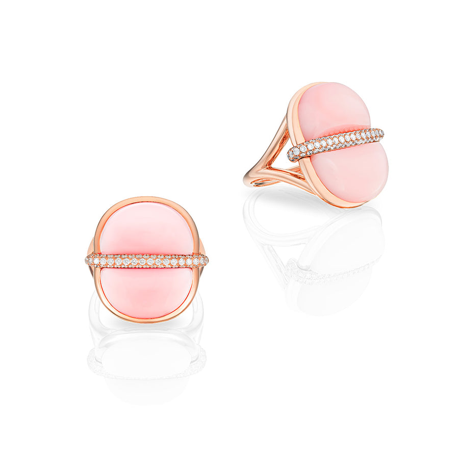 Amrita Round Ring in Pink Opal