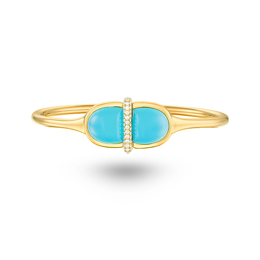 Amrita Round Bangle in Sea Blue Chalcedony