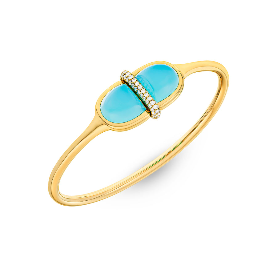 Amrita Round Bangle in Sea Blue Chalcedony