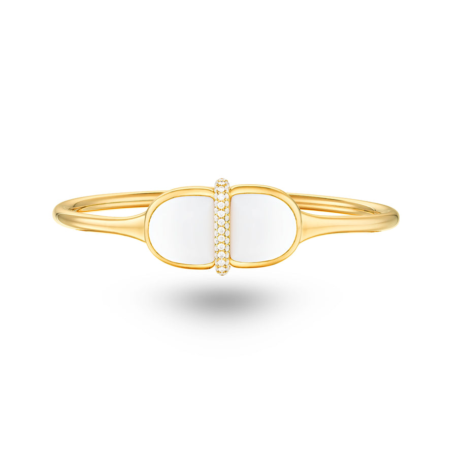 Amrita Round Bangle in White Ceramic