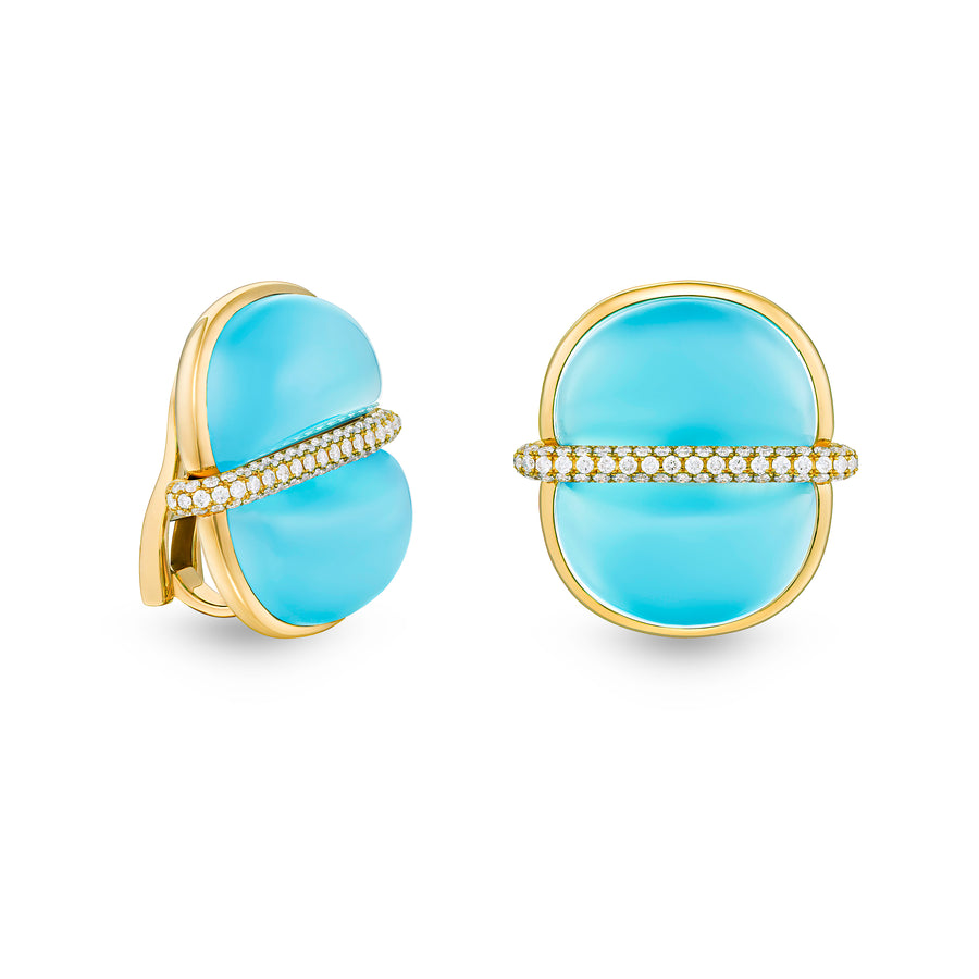 Amrita Round Earrings in Sea Blue Chalcedony