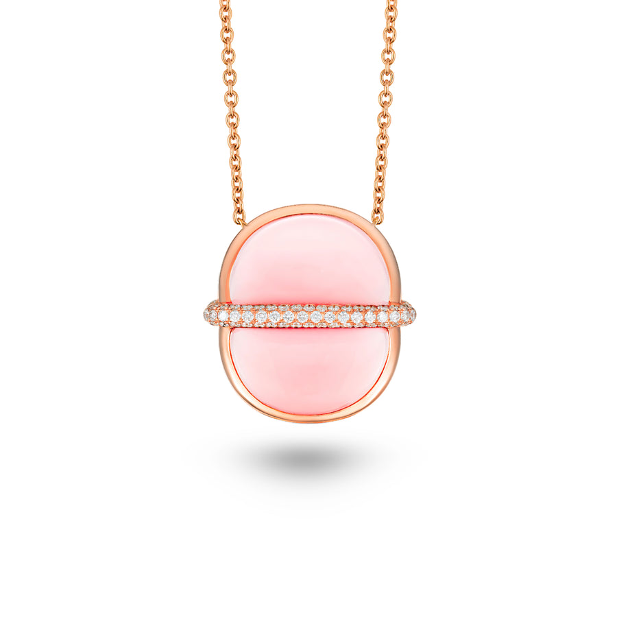 Amrita Round Necklace in Pink Opal