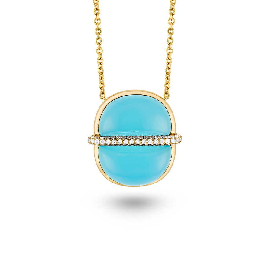 Amrita Round Necklace in Sea Blue Chalcedony