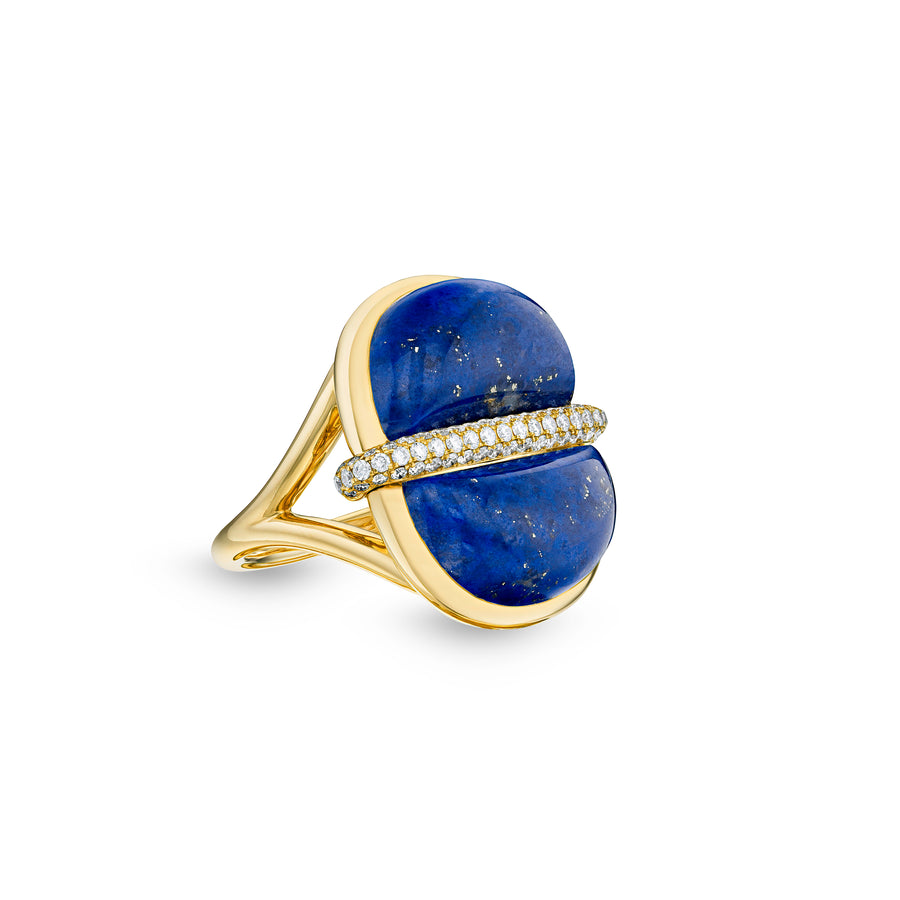 Amrita Round Ring in Lapis Lazuli