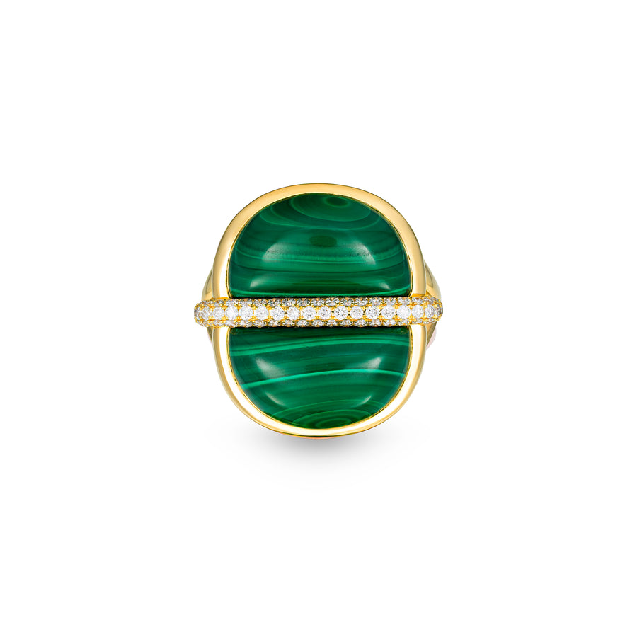 Amrita Round Ring in Malachite