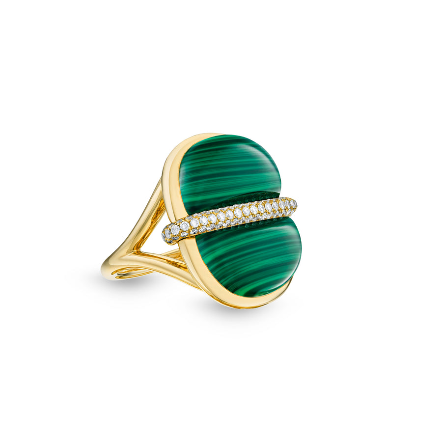 Amrita Round Ring in Malachite