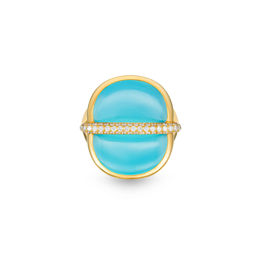 Amrita Round Ring in Sea Blue Chalcedony