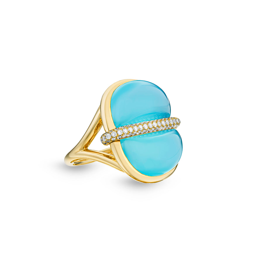 Amrita Round Ring in Sea Blue Chalcedony