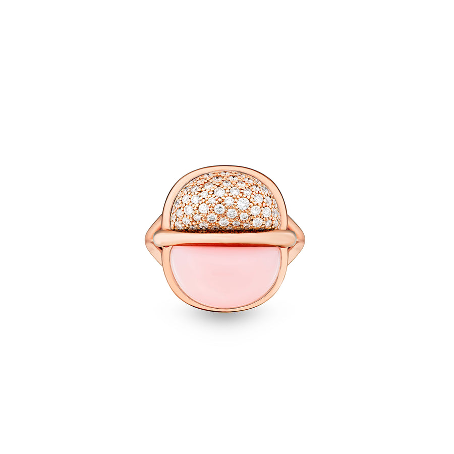 Amrita Small Round Ring in Pink Opal and Diamonds