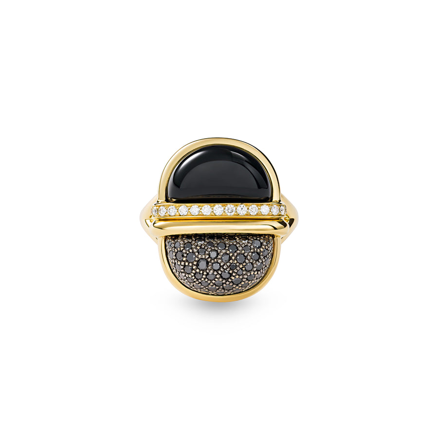 Amrita Small Double bar Black Onyx Ring