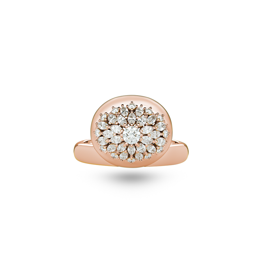 Double Oval Pink Gold Ring with Diamonds