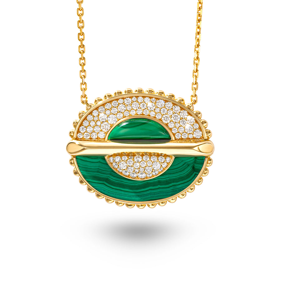 As Above So Below Necklace in Malachite and Diamonds