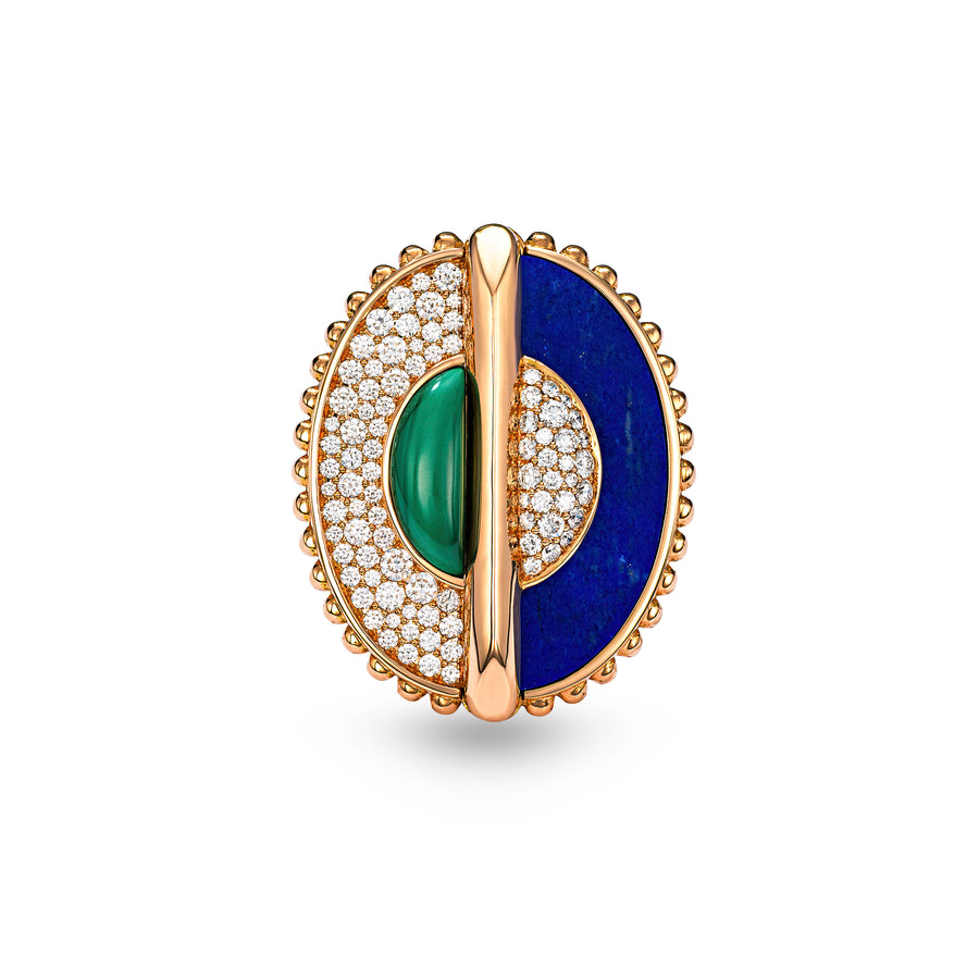 As Above So Below Ring in Malachite, Lapis Lazuli and Diamond