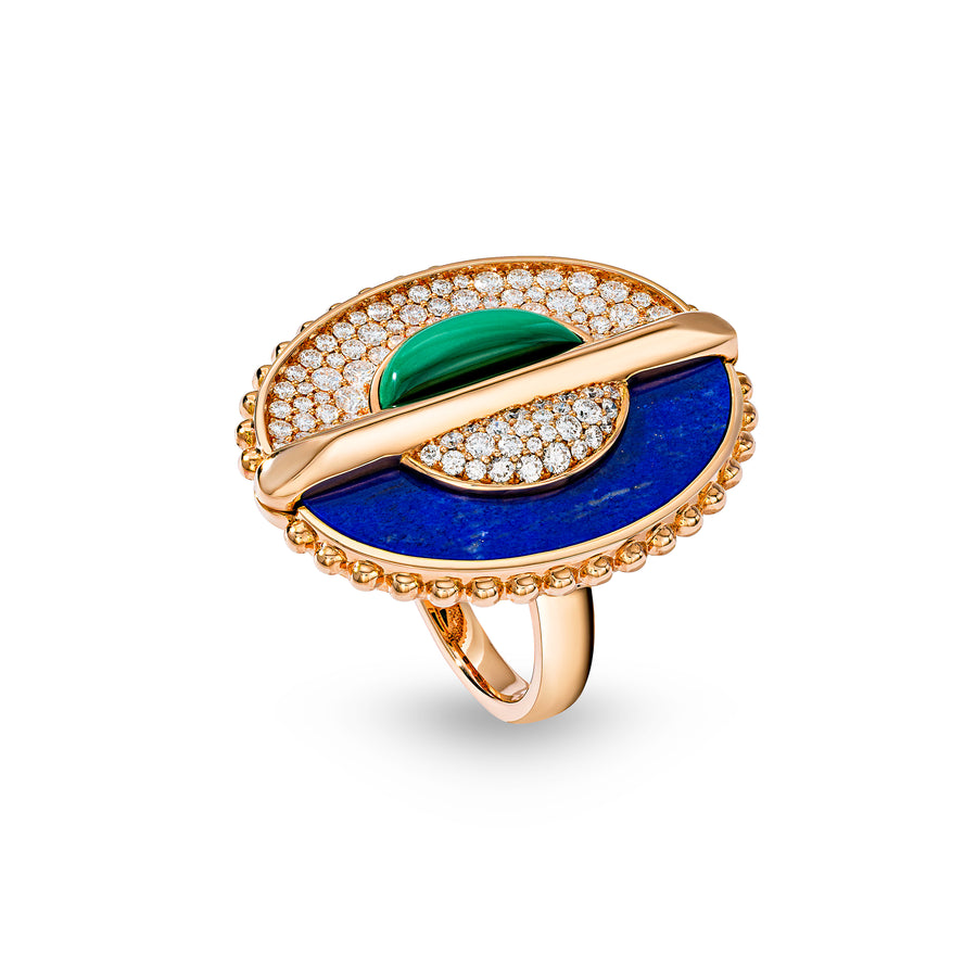 As Above So Below Ring in Malachite, Lapis Lazuli and Diamond