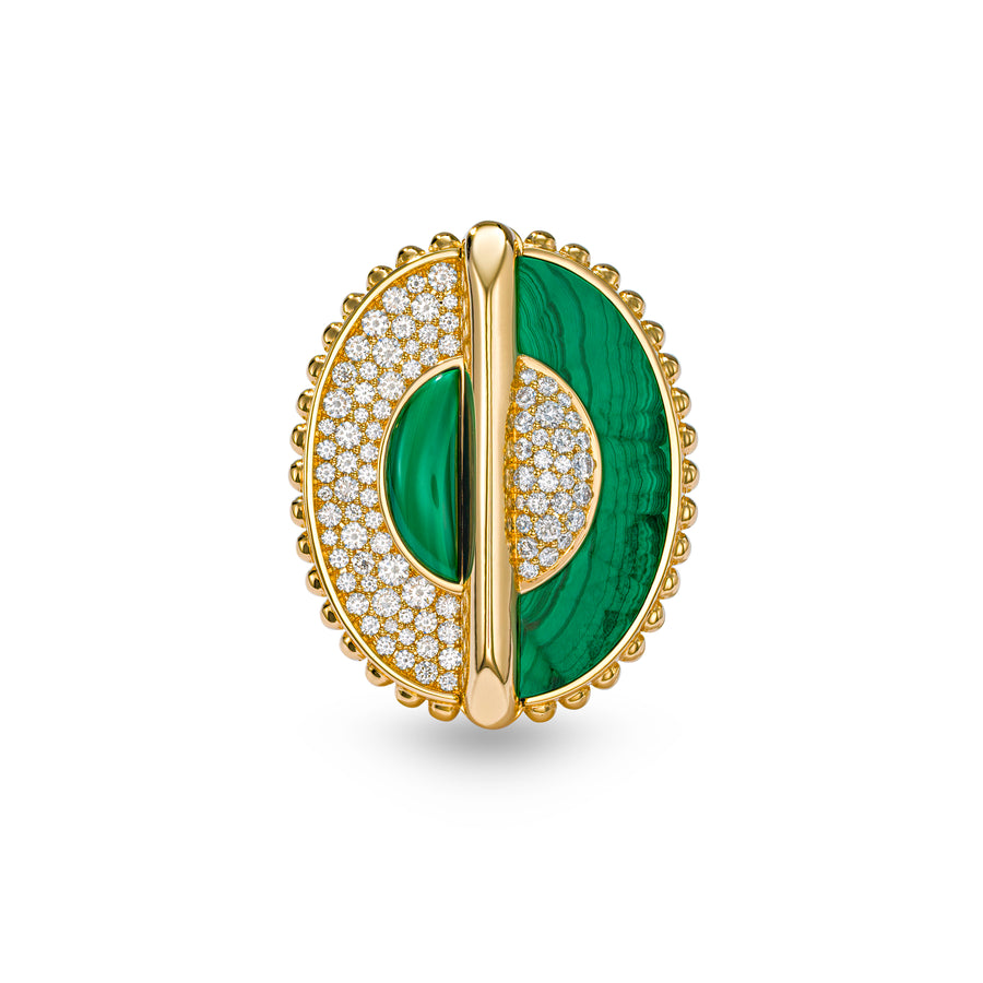 As Above So Below Ring in Malachite and Diamonds