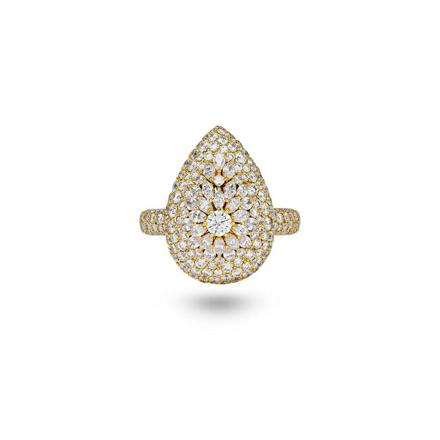 Daisy Pear-shape Ring in Full Diamonds