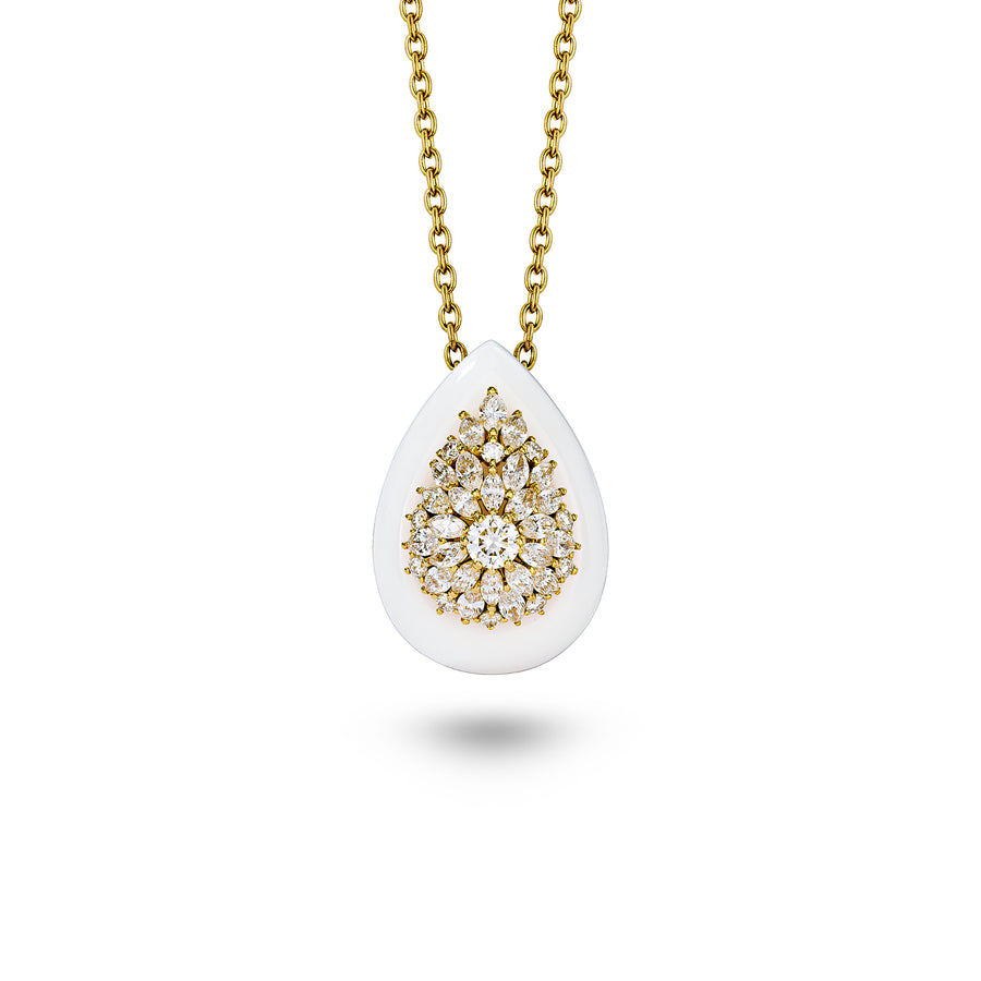 Daisy Pear-shape White Ceramic Necklace