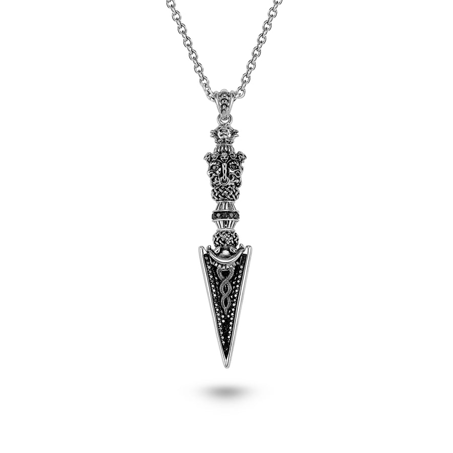 Full Diamond Silver Phurba Necklace