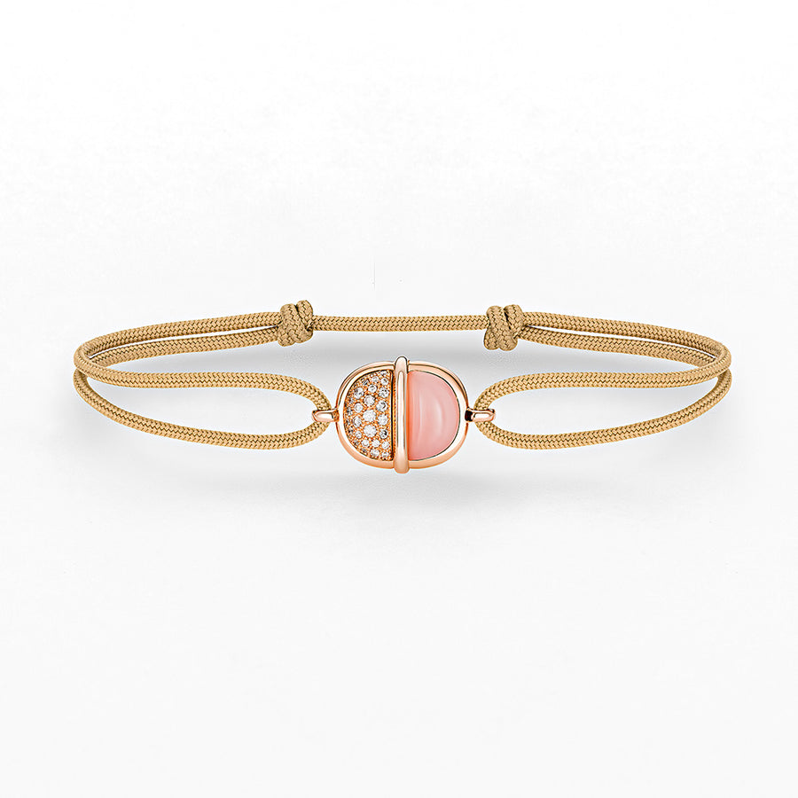 Amrita Round Cord Bracelet in Pink Opal and Diamonds