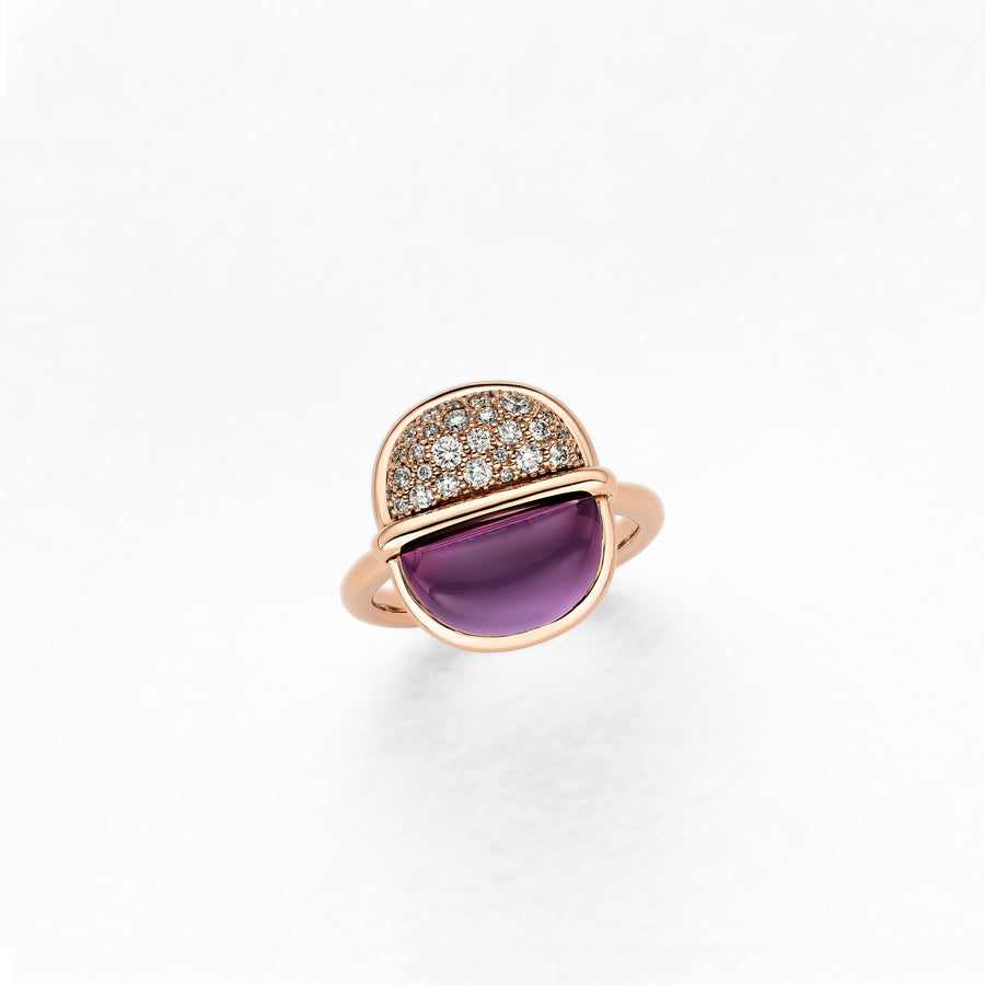Amrita Mini Round Ring in Amethyst and Diamonds