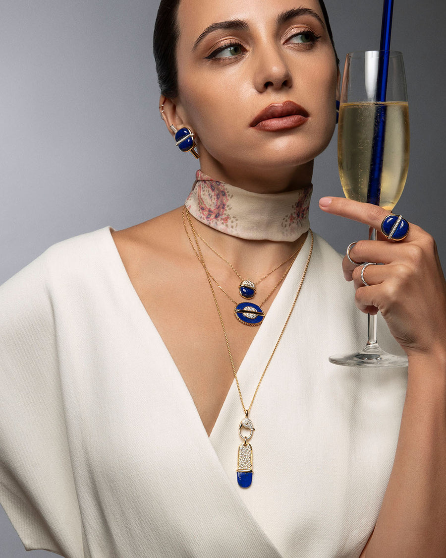 Amrita Long tag Necklace with Lapis Lazuli