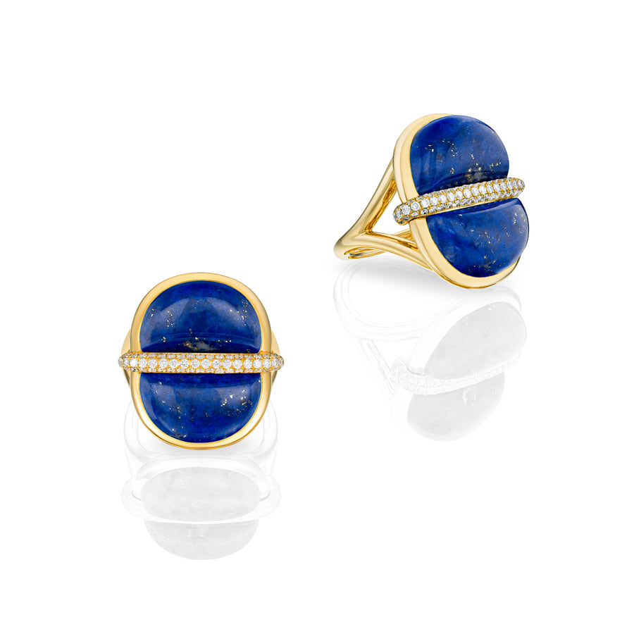 Amrita Round Ring in Lapiz Lazuli