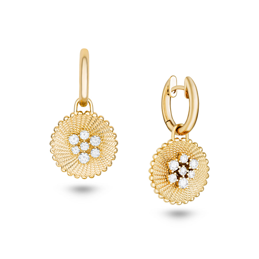 Seven Sisters Diamond Earrings with Gold Hoops