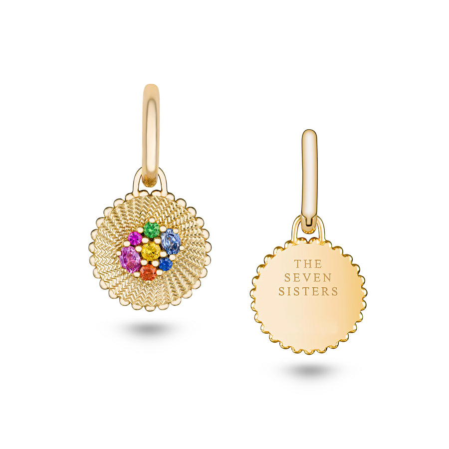 Seven Sisters Rainbow Earrings with Gold Hoops