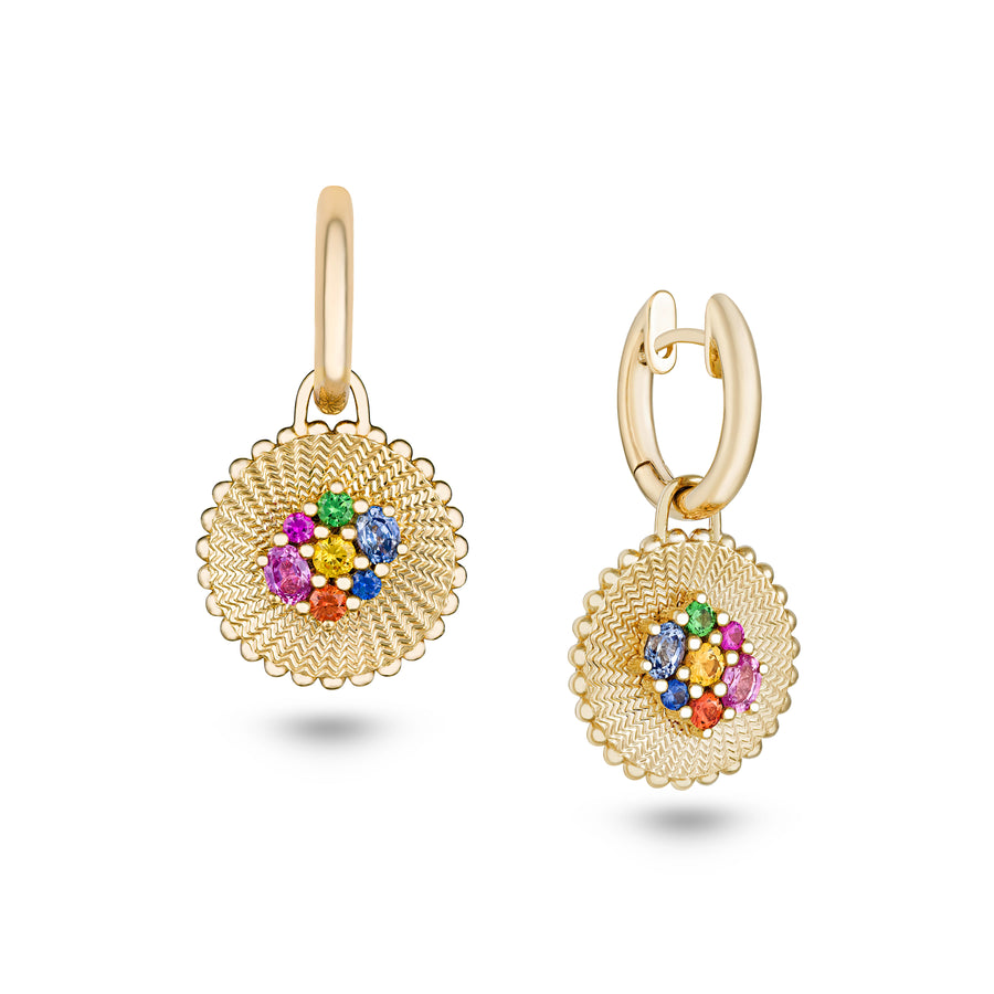 Seven Sisters Rainbow Earrings with Gold Hoops