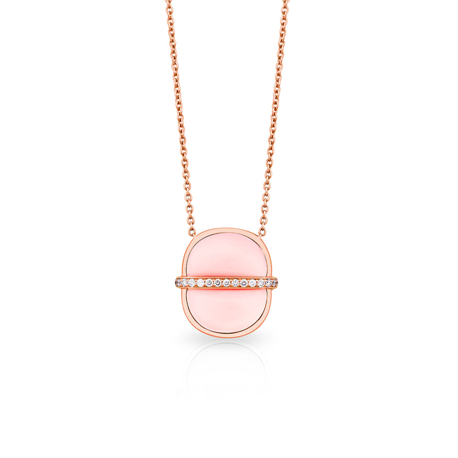 Amrita Small Round Necklace in Pink Opal