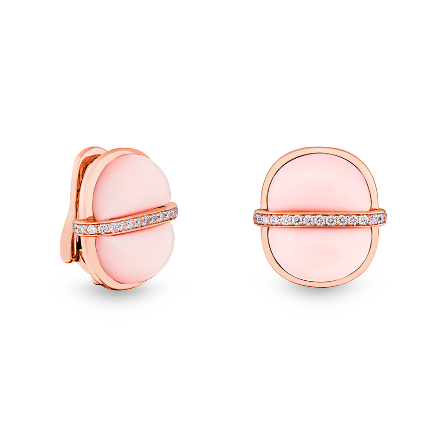 Amrita Small Round Earrings in Pink Opal