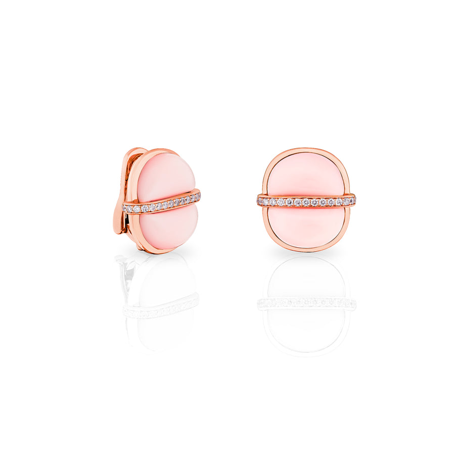Amrita Small Round Earrings in Pink Opal
