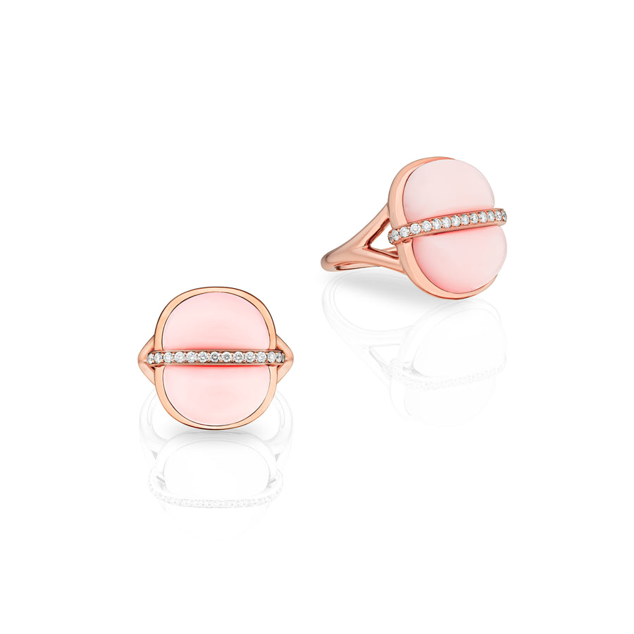 Amrita Small Round Ring in Pink Opal
