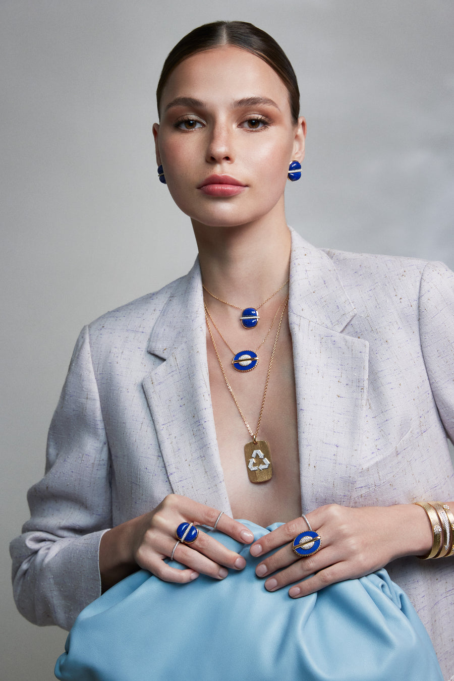 Amrita Round Earrings in Lapiz Lazuli